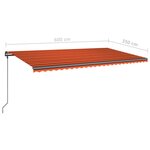 vidaXL Auvent manuel rétractable avec poteaux 6x3 5 m Orange et marron