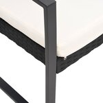 vidaXL Ensemble à manger de jardin avec coussins 3 Pièces noir rotin PP