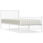 vidaXL Cadre de lit métal avec tête de lit/pied de lit blanc 90x200 cm