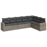 vidaXL Salon de jardin avec coussins 7 Pièces gris résine tressée