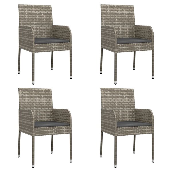 vidaXL Chaises de jardin avec coussins lot de 4 Résine tressée Gris