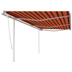 vidaXL Auvent manuel rétractable avec poteaux 6x3 5 m Orange et marron