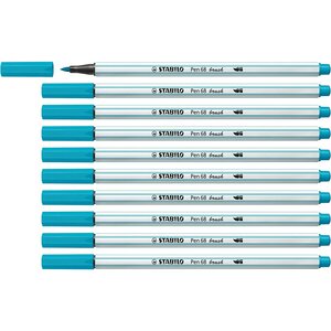Feutre pinceau Pen 68 brush bleu clair x 10 STABILO