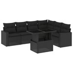 vidaXL Salon de jardin 7 Pièces avec coussins noir résine tressée