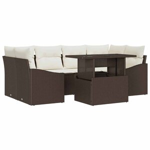 vidaXL Ensemble de canapé de jardin 7 Pièces Marron et Crème polyrotin