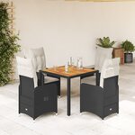 vidaXL Ensemble de bistro de jardin 5 Pièces coussins noir poly rotin