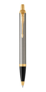 PARKER IM Stylo bille métal brossé recharge bleue pointe moyenne Coffret cadeau