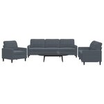 vidaXL Ensemble de canapés 3 Pièces avec coussins Gris foncé Velours
