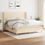 vidaXL Sommier à lattes de lit avec matelas Crème 160x200 cm Tissu
