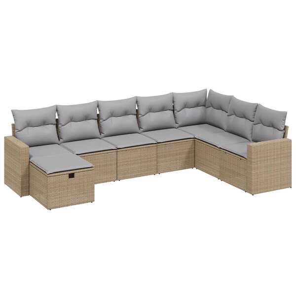 vidaXL Salon de jardin avec coussins 8Pièces mélange beige résine tressée
