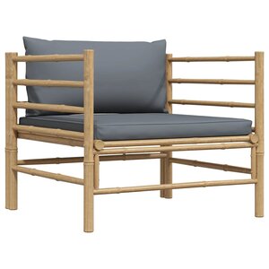 vidaXL Canapé de jardin avec coussins gris foncé Bambou