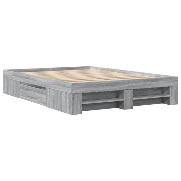 vidaXL Cadre de lit sonoma gris 140x200 cm bois d'ingénierie