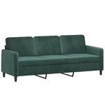 vidaXL Canapé 3 places avec oreillers vert foncé 180 cm velours