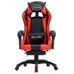 Chaise fauteuil siège pivotante de bureau informatique étude de jeux vidéo et repose-pied et similicuir rouge 02_0024225