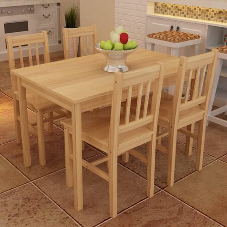 vidaXL Table de salle à manger en bois avec 4 chaises Naturel - La Poste