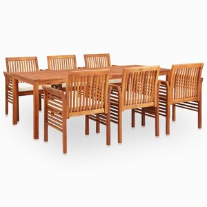 vidaXL Mobilier à dîner d'extérieur 7 Pièces et coussins Acacia solide