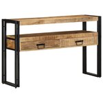 Tables d'appoint vidaXL Noires 120x33x75 cm en bois de manguier massif et métal
