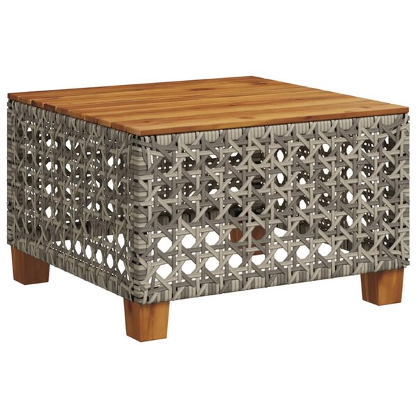 vidaXL Table de jardin gris 55x55x36 cm résine tressée et bois acacia