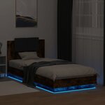 vidaXL Cadre de lit tête de lit et lumières LED chêne fumé 100x200 cm