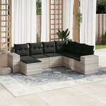 vidaXL Salon de jardin avec coussins 7 Pièces gris clair résine tressée