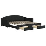 vidaXL Lit de jour avec gigogne et tiroirs noir 100x200 cm tissu