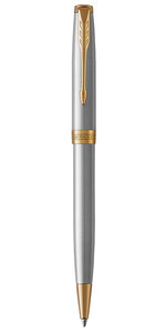 PARKER Sonnet Stylo bille  acier inoxydable  Recharge noire pointe moyenne  Coffret cadeau