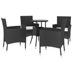 vidaXL Ensemble de bistro de jardin 5 Pièces coussins noir poly rotin