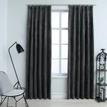 vidaXL Rideaux occultants et crochet 2Pièces Velours Anthracite 140x175cm