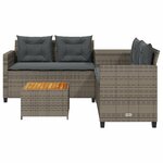 vidaXL Canapé de jardin avec table et coussins en forme de L gris