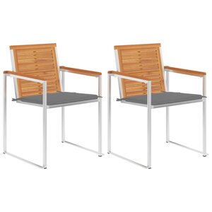 vidaXL Chaises de jardin avec coussins lot de 2 Acacia solide et acier