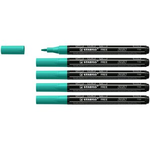 Marqueur pointe fine FREE acrylic T100 vert turquoise x 5 STABILO