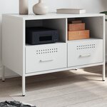 vidaXL Meuble TV blanc 68x39x50 5 cm acier laminé à froid