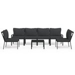 vidaXL Salon de jardin 7 Pièces avec coussins gris bambou acier