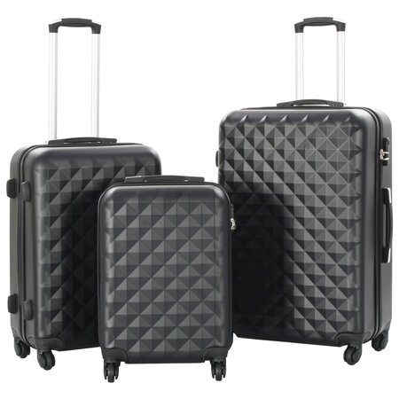 vidaXL Valise rigide 3 Pièces Noir ABS