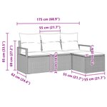 Ensemble de Canapé de Jardin 4 Pièces avec Coussins en Poly Rattan Beige