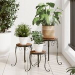 vidaXL Supports de plantes 3 Pièces terre cuite céramique