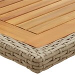 vidaXL Table de jardin Beige Bois massif d'acacia et poly rotin