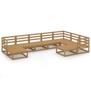 vidaXL Salon de jardin 9 Pièces marron miel bois de pin massif