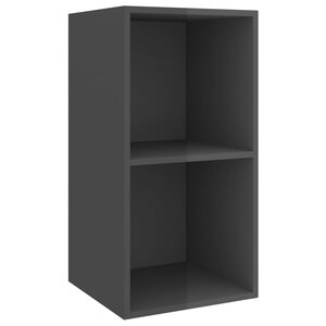 vidaXL Meuble TV mural Gris brillant 37x37x72 cm Bois d’ingénierie