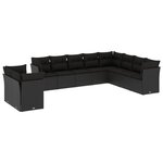 vidaXL Salon de jardin 10 Pièces avec coussins noir résine tressée