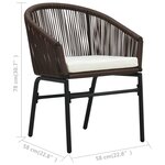 vidaXL Ensemble de bistro 3 Pièces avec coussins Rotin PE Marron