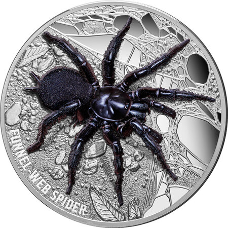 Pièce de monnaie en argent 10 dollars g 155.5 (5 oz) millésime 2023 funnel web spider