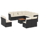 vidaXL Salon de jardin 12 Pièces avec coussins noir résine tressée