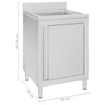 vidaXL Évier de cuisine commercial 60x60x96 cm Acier inoxydable