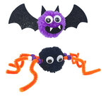 Kit pompons Araignée et chauve souris 14 x 5 cm 2 pièces