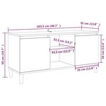 vidaXL Meuble TV avec pieds en bois solide Sonoma gris 103 5x35x50 cm