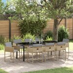 vidaXL Ensemble de salle à manger de jardin 9 pièces avec coussins en rotin poly beige