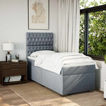 vidaXL Sommier à lattes de lit et matelas Gris clair 90x190 cm Tissu