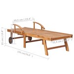 vidaXL Chaise longue avec coussin vert Bois de teck solide