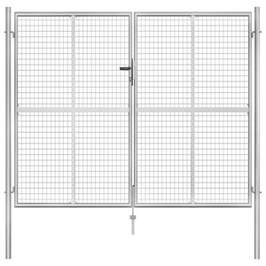vidaXL Porte de jardin Acier galvanisé 306x250 cm Argenté